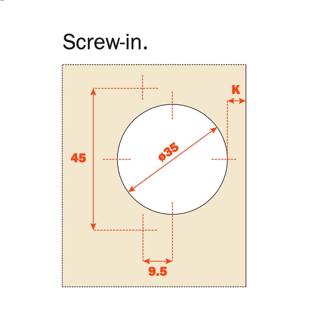 Salice Screw-on Boring Pattern